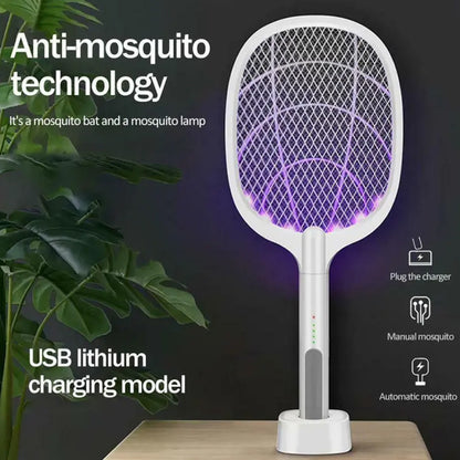 2 In 1 Electric Racket Mosquito Killer With UV Light LED Lamp